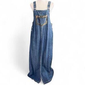 Carolina Blues Denim Overall Maxi Dress Size Medium Vintage 100% Cotton